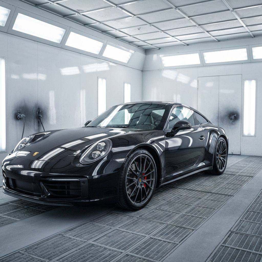 Luxury Porsche in premium auto body shop